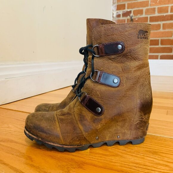 Sorel JOAN Of ARTIC WEDGE BOOTS KETTLE!! Lace Up Waterproof Women Size 11 - Picture 1 of 13